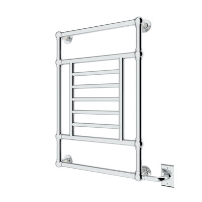 23.5"x34.5" Thames Traditional Wall Mounted Electric Hardwired Towel Warmer - Chrome, Fluid Filled, Traditional Design, Includes Programmable Smart Switch, Lifetime Warranty