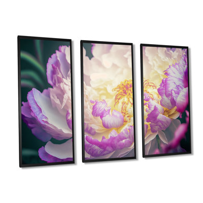 Pink And White Peony In Spring I Pink And White Peony In Spring I - 3 Piece Floater Frame Print on Canvas -  Red Barrel StudioÂ®, C2317E354F734A9892D8F9637FB3F2F5