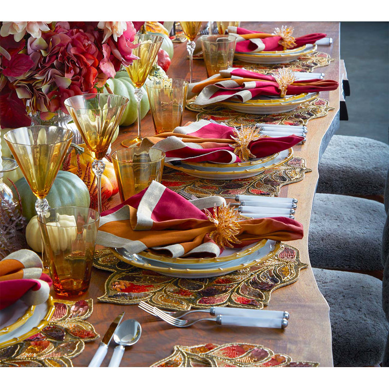 Dip Dye Linen Napkin, Cranberry/Orange