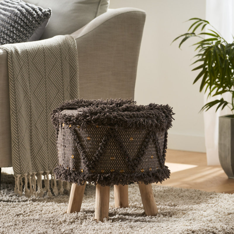 TABOURET EN LAINE ET COTON 16 X 16 PIEDS À LA MAIN ROJA