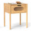 Bamboo Nightstand Farmhouse Bedside Table w/ Tempered Glass Decorated Drawer-14809688