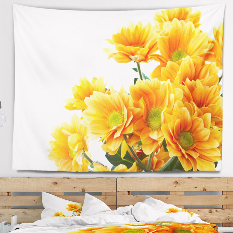 Tapisserie chrysanthemum floral fleurs, H 78 po x l 92 po