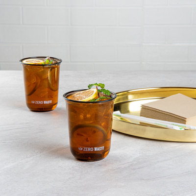 Restaurantware-Zero Waste 12 Ounce Drinking Cups, 1000 U-Shape Plastic Cups - Lids Sold Separately, Commercially Compostable, Black PLA Plastic Party Drinking Cup, Rolled Rim, For Cold Beverages