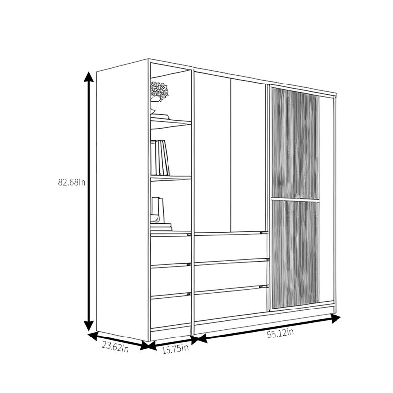 Garde-robe de luxe léger, H 82,68 po x l 70,87 po x P 23,62 po