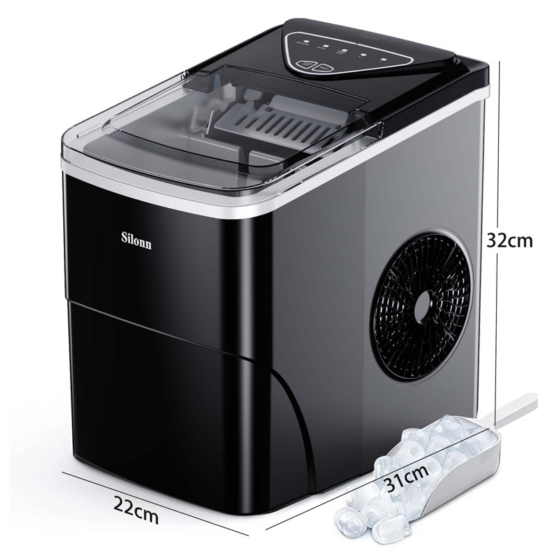 Compact 11.8 lb. Daily Production Clear Ice Portable Ice Maker, Black