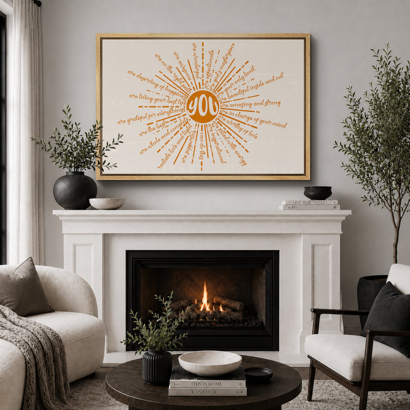 «Radiant Affirmations Uplifting Inspirational Quotes Abstract Contemporary Relax / Calm», reproduction sur toile