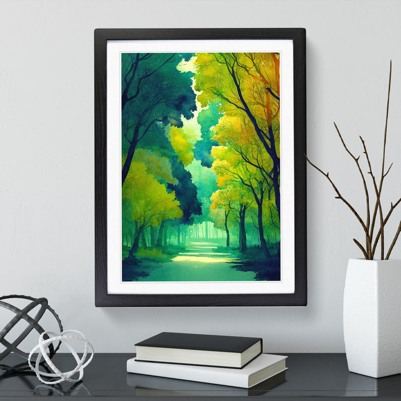 A Relaxing Forest No.1 - Single Picture Frame Print, Black, 64cm H x 46cm W x 2cm D