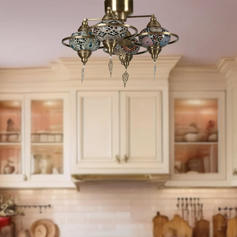 Metal Body 4 Lights Unique Semi Flush Mount With Glass Cap