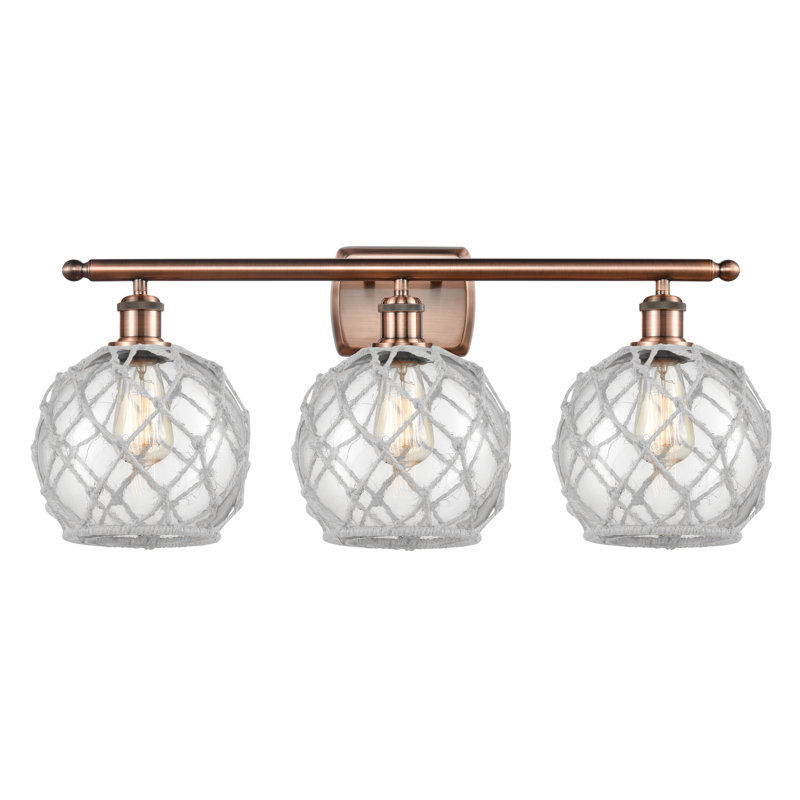 Éclairage pour salle de bain 3 lumières à intensité variable Appling, Ampoule incandescente rétro de 60 watts, Cuivre antique