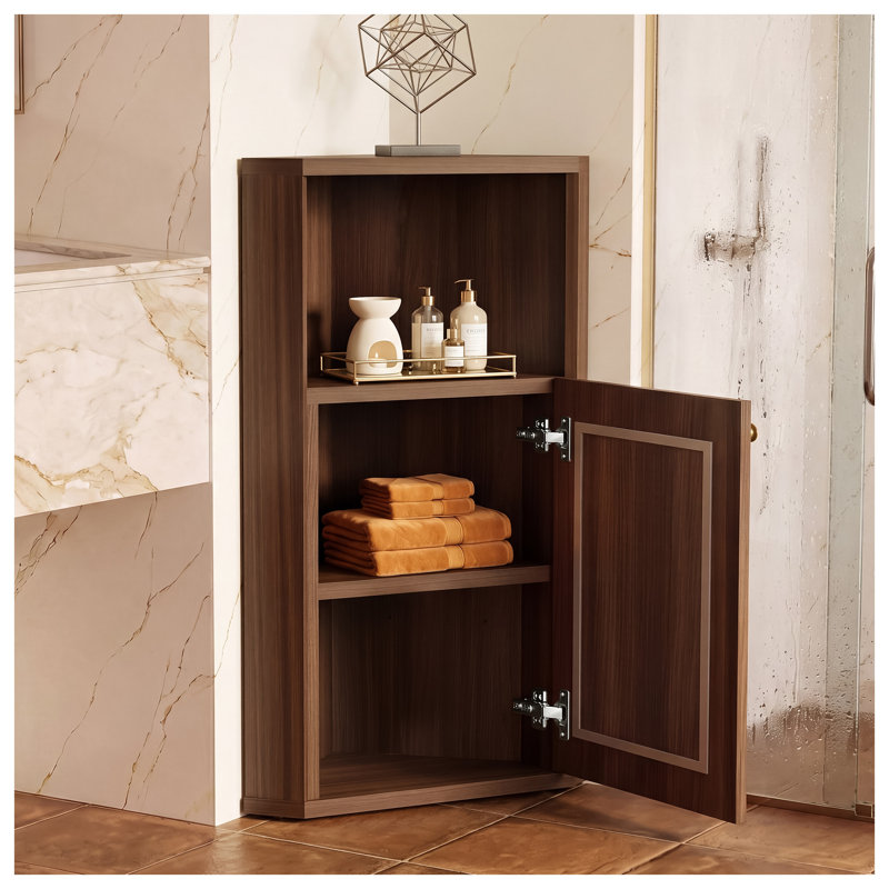 Armoire de rangement de coin OMCHOM Farmhouse, Noyer