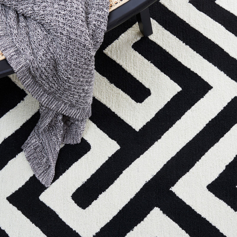 Emer Hand Hooked Performance Geometric Rug, Rectangle 8' x 10'