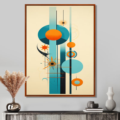 «Geometric Balance Blue Circular - Midcentury», art mural