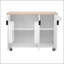 Îlot de cuisine cannelé de 51 pouces avec abattant, accent campagnard sur roulettes, support de rangement interne et barre à serviettes pour une utilisation polyvalente-800947123