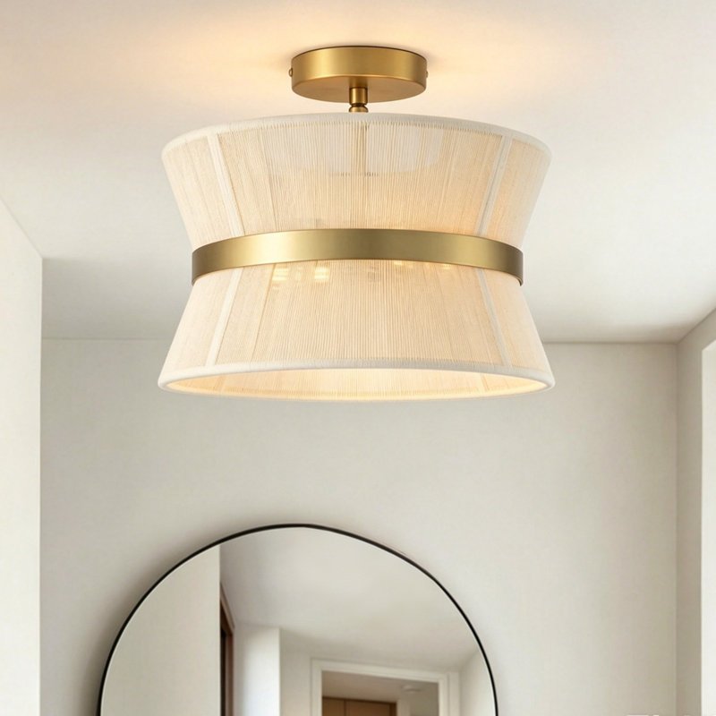 Breanna 2-Light Dimmable Hand-Woven Semi Flush Mount