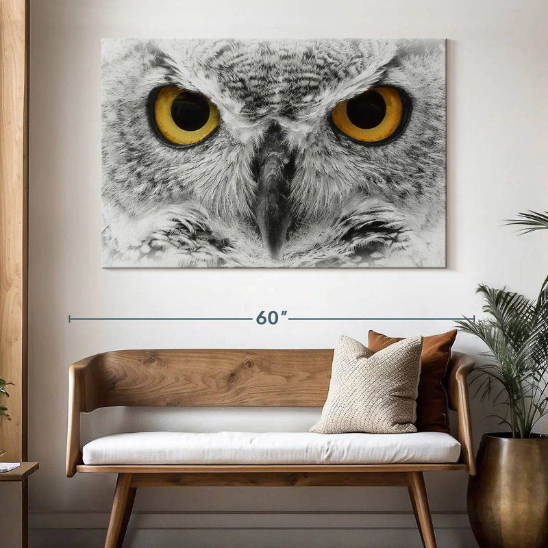 Staring Eagle Owl, 34" H x 51" W