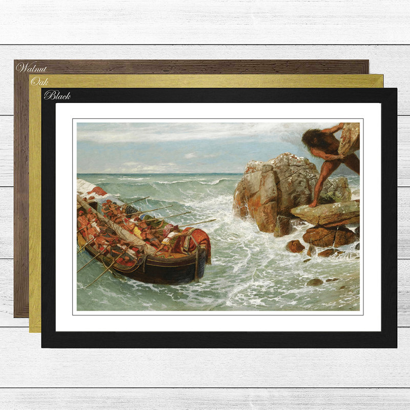 Odysseus and Polyphemus by Arnold Bocklin - Framed Print, Walnut