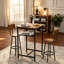 Ensemble de table de bar avec dossier à 2 tabourets de bar et comptoir de cuisine brun rustique à faible encombrement pour petite salle à manger-133389960