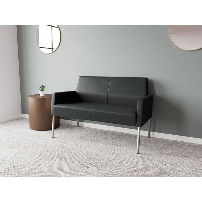 Mystic Lounge Reception Loveseat, Silver Steel, Modena Graphite