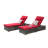 Outdoor Reclining Chaise Lounge Set With Table & Cushions – Set Of 2 -1340855424