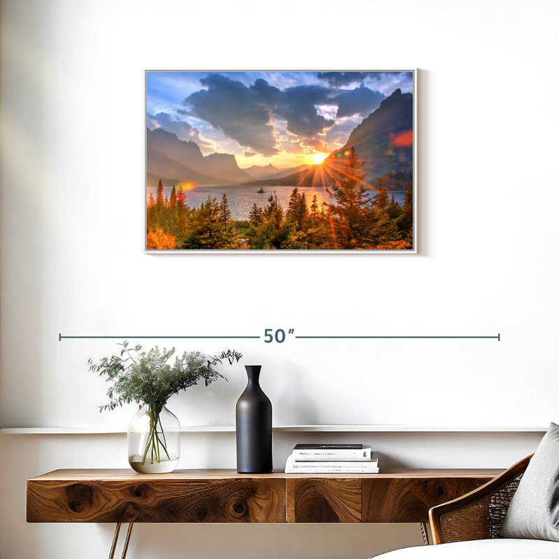 Montana, lac Saint Mary, Cadre flottant blanc, 31 po x 21 po