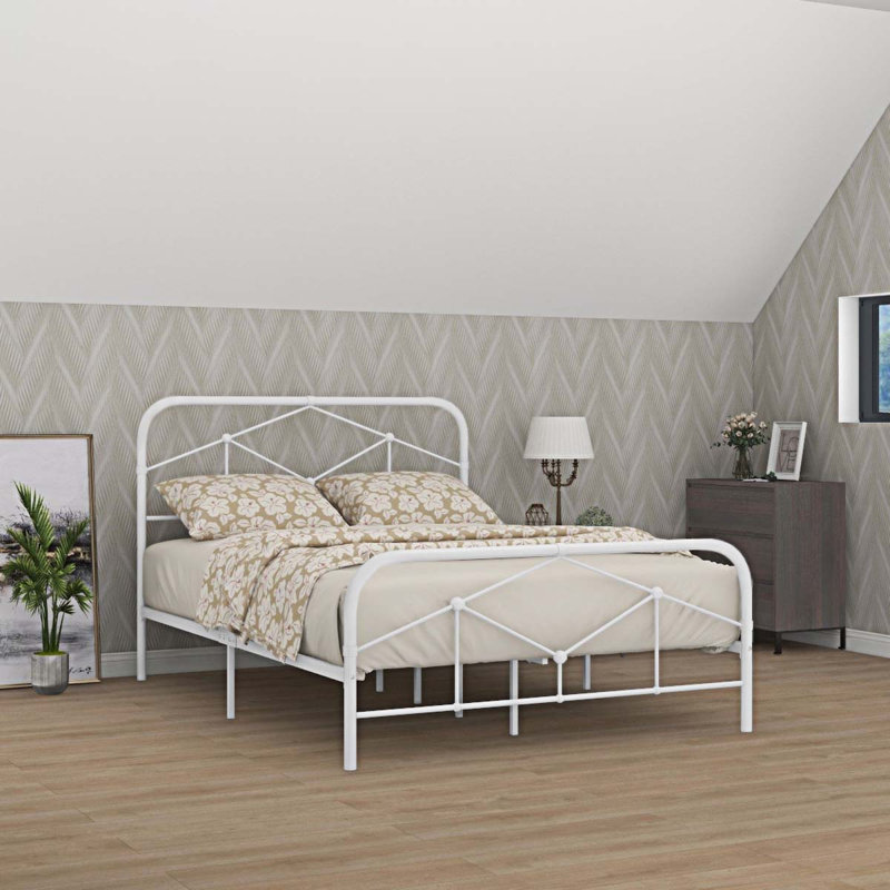 Lit plateforme Jehad, Grand, Blanc