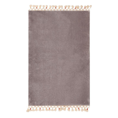 Tapis gris élégant (3,3 x 6,6 pi), 100% acrylique, hauteur des poils: 1,2 po | 1200 g / m² | Dessous antidérapant, antibactérien, facile à nettoyer | Lavable à la machine à 30 ° C | Parfait pour le salon et la chambre à coucher