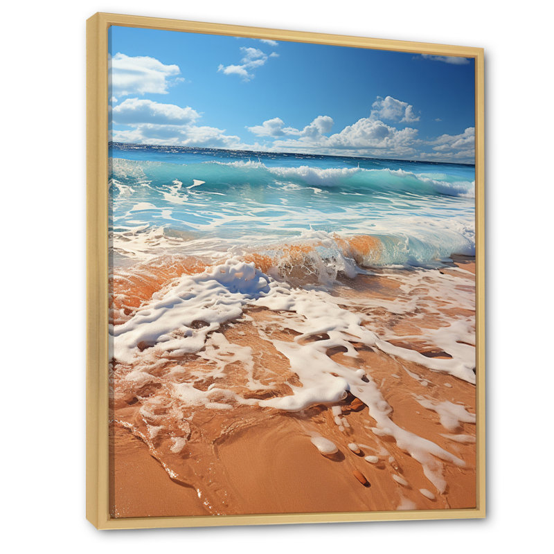 «Beach Photo Sunlit Coastline VII», reproduction d'un seul cadre photo sur toile, H 40 po x l 30 po x P 1,5 po, Naturel