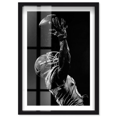 Football Player Shadowbox Print Sports Framed Prints by Notoriart, Black Frame, 11 x 16