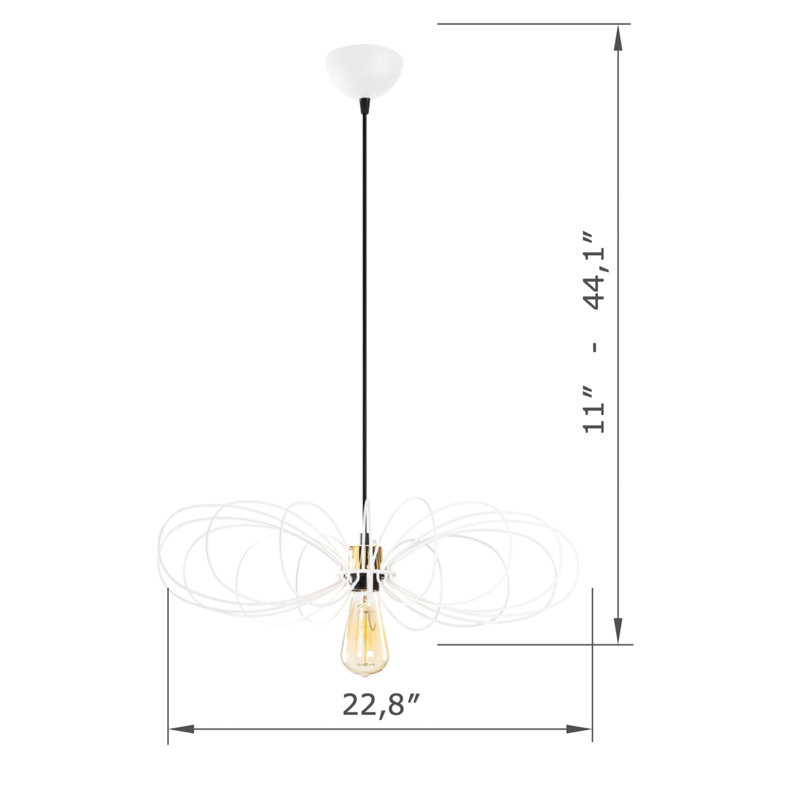 Luminaire suspendu simple à hauteur réglable, Blanc