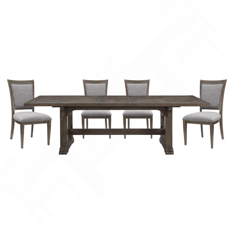 Ensemble de mobilier de salle à manger classique 5 pièces, table de salle à manger extensible avec 4 chaises d'appoint en bois durable