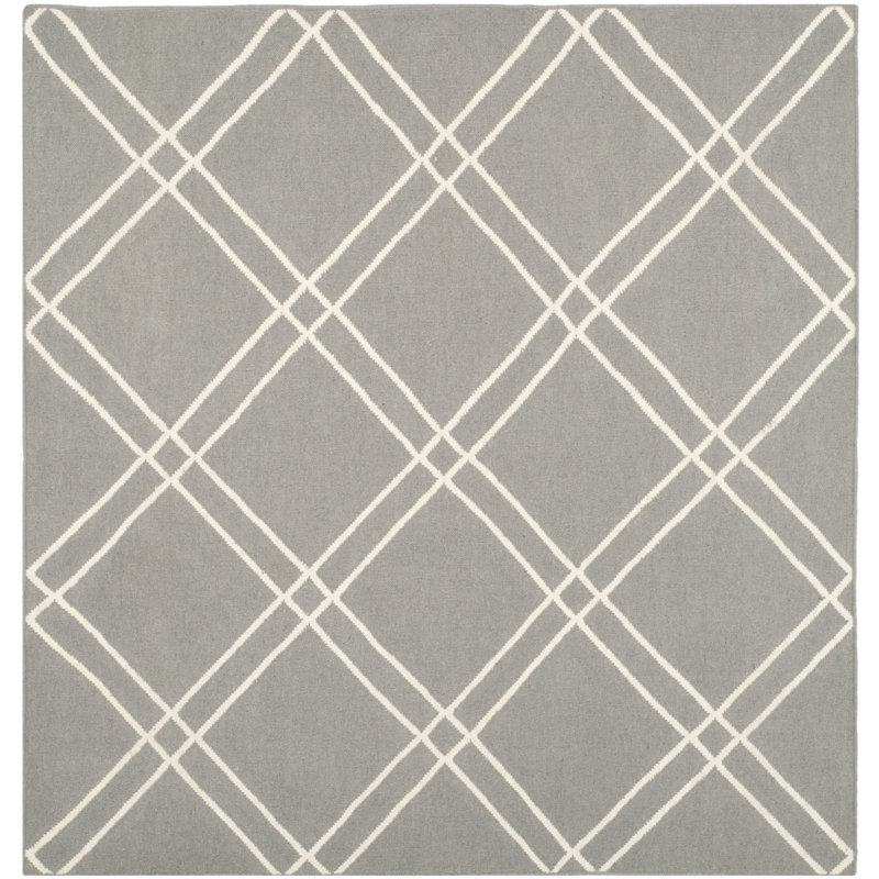 Tapis géométrique en laine / coton tissé à la main Rodgers, Carré 6 pi