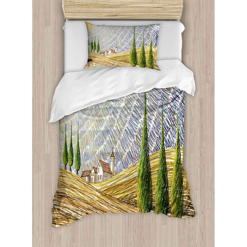 Rustic Polyester Floral Duvet Cover