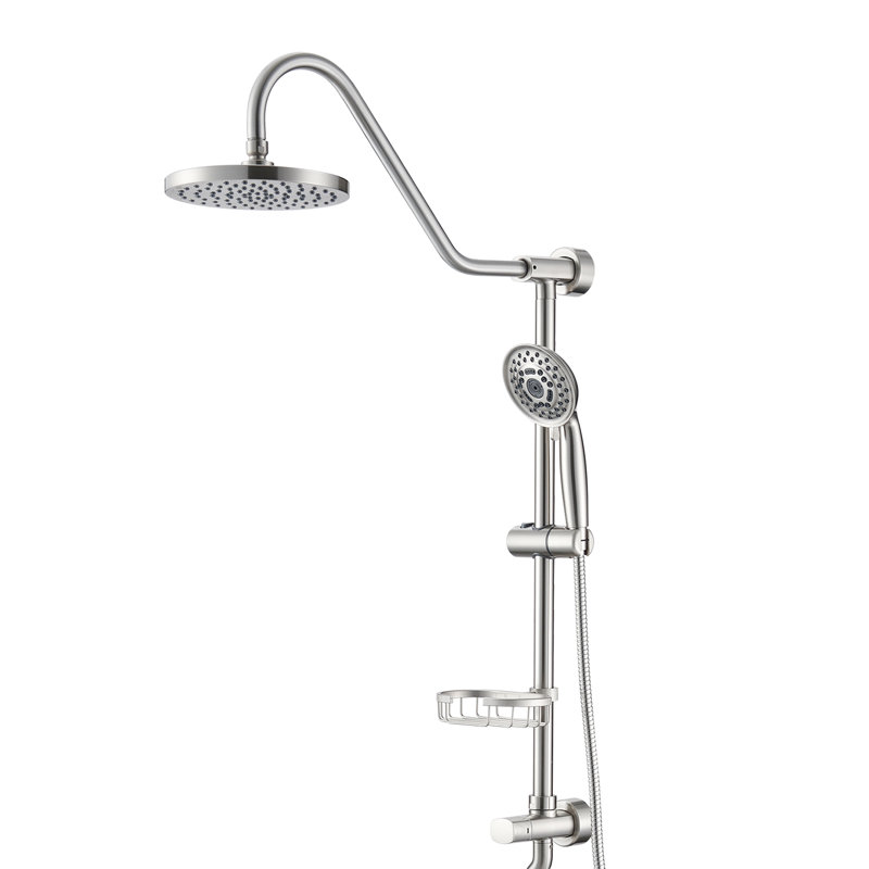 Brushed Nickel Shower With Handheld And 8" Rain - Reliable Quality Wall Mounted System Stainless Steel Head Swivel Spout