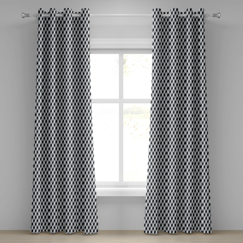 Rideau de fenêtre décoratif à 2 panneaux et à œillets gris noir Latitude Run®, 50 po x 72 po, gris pâle noir