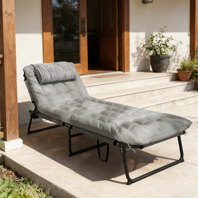 Chaise longue d'extérieur, chaise longue pliante, Gris