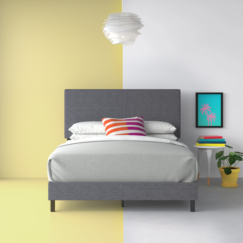 Lit tapissier standard à profil bas Sarene, Grand, Gris