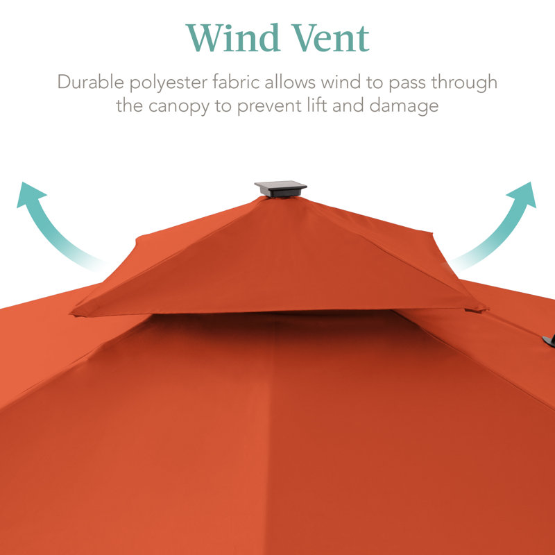 Rust 10x10ft Solar LED Cantilever Patio Umbrella with Base