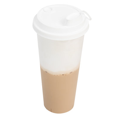 Restaurantware-LIDS ONLY: Bev Tek Lids For 12-, 16-, 24-OZ Coffee Cups, 25 Leakproof Beverage Lids - 2-In-1 Design, Attached Stoppers, White Plastic Disposable Lids, Cups Sold Separately
