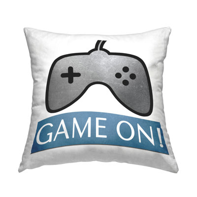 Game On Controller Decorative Printed Throw Pillow Design by Kim Allen