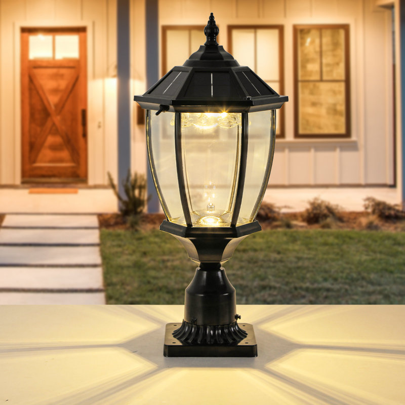 Solar Powered LED Outdoor Pier Mount Light With 3" Fitter, Black
