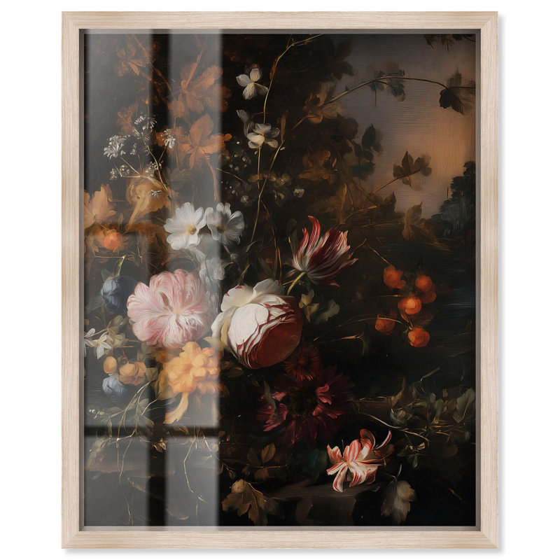 «Shadowed Petal Secrets I Shadowbox Print» par Art Remedy, H 21 po x l 17 po, Crème, crème