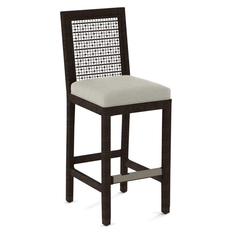 Pine Isle Bar Stool, Sunbrella Beige Pinstripe; 6205-74, Java