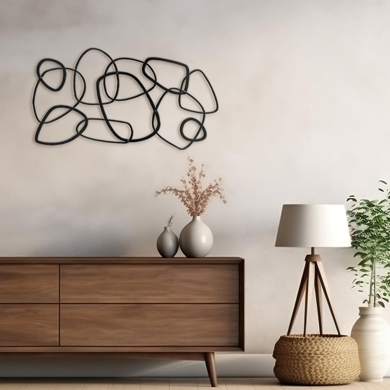 Wall Decor Metal, 15" H x 30" W x 0.05" D, Black