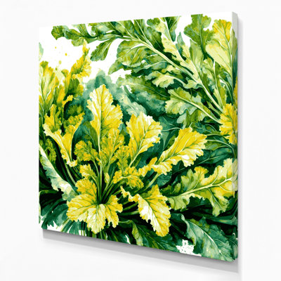 Vegetables Mustard Greens Beige Canvas Wall Art