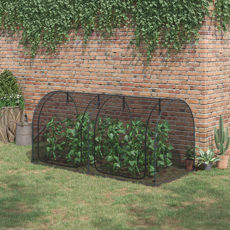 47.25' W x 47.25' D Mini Greenhouse, Black, 47.25" H x 98" W x 47.25" D "