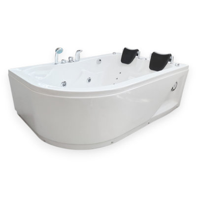 VARADERO 67" x 45" 2-Person White Corner Whirlpool Bathtub with Heater & 15 Jets