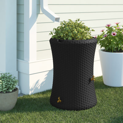 Good Ideas 50 Gallons Plastic Drainable Dual Overflow Planter Rain Barrel