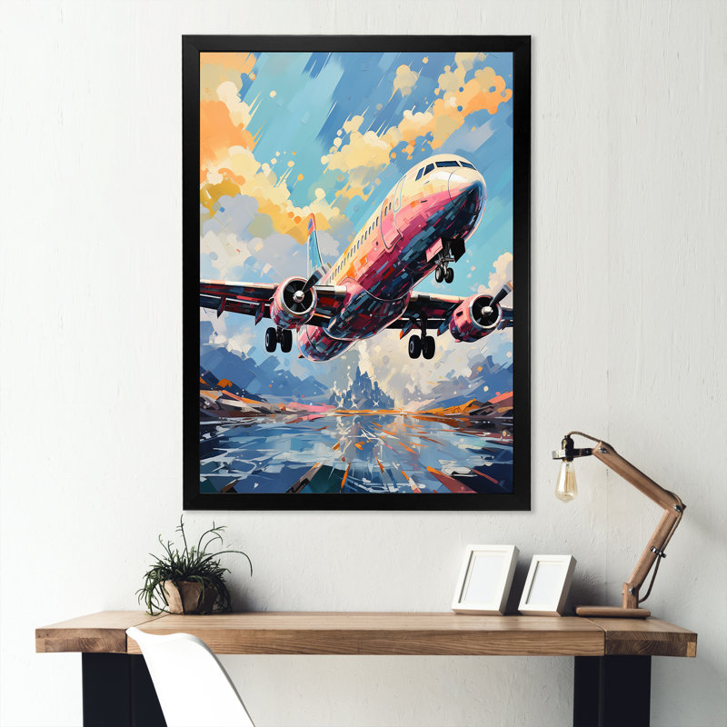 Pop Art Skyward Bound Plane, H 40 po x l 30 po x P 1,5 po, Cadre photo noir