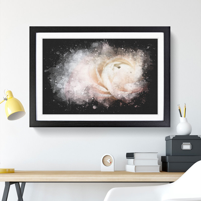 Pink Ranunculus Flower - Picture Frame Graphic Art Print, Black Framed, 45cm H x 63cm W x 2cm D