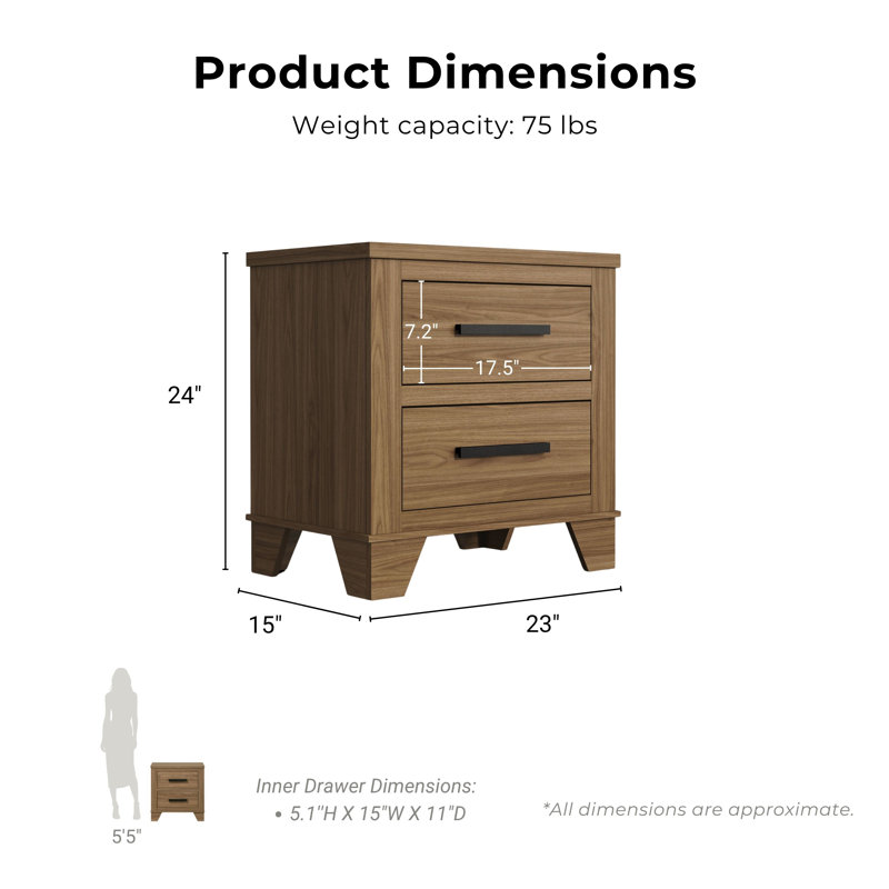 Antibes Chaunce 2-Piece Bedroom Set, Twin, 2 Pieces: Bed, Nightstand